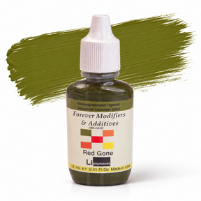 Li Pigments Forever Red Gone Modifier 12ml — product packaging with illustrative pigment brushstroke