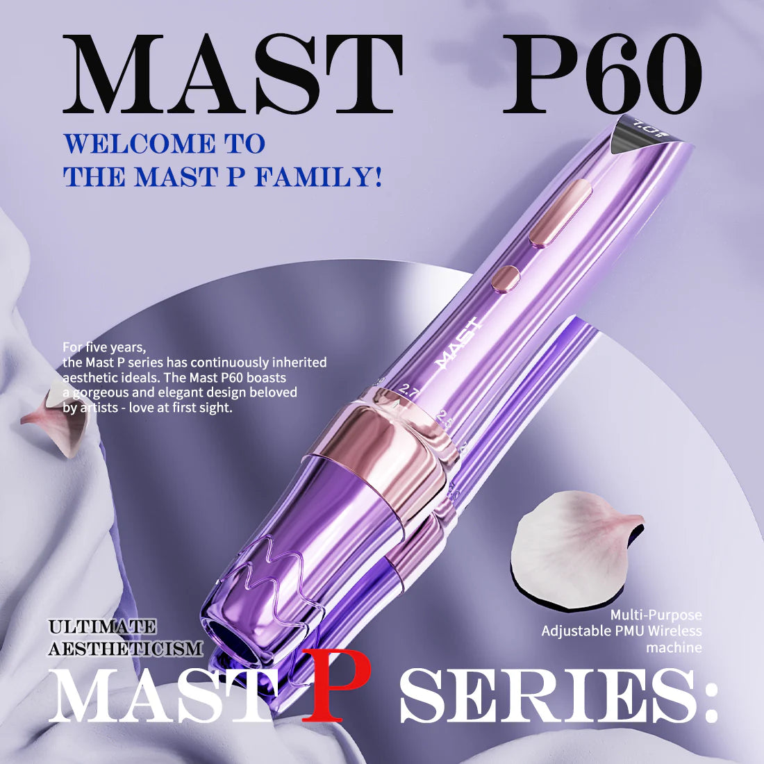 MAST P60 Wireless Tattoo Machine With Diamond Edition Pink - BVShop