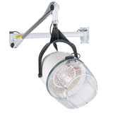 White suspended wall mount hood dryer by Beauty System, BB-6082H model, with adjustable hanging and ventilation features.