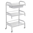 Beauty System cosmetic cabinet NG-ST026 with multiple compartments and mirror for organized makeup and skincare storage.
