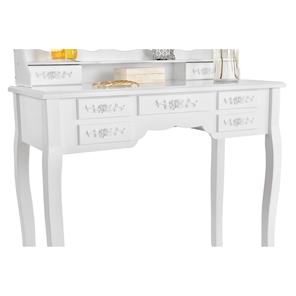 Toaletka biała ELSA 3 mirrors 7 drawers + stool - BVShop