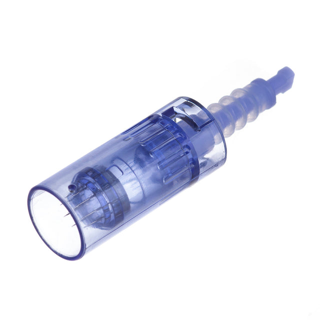 Dermapen A6 cartridge with 12 needles from Beauty System, close-up view showing the needle tips and cartridge design.
