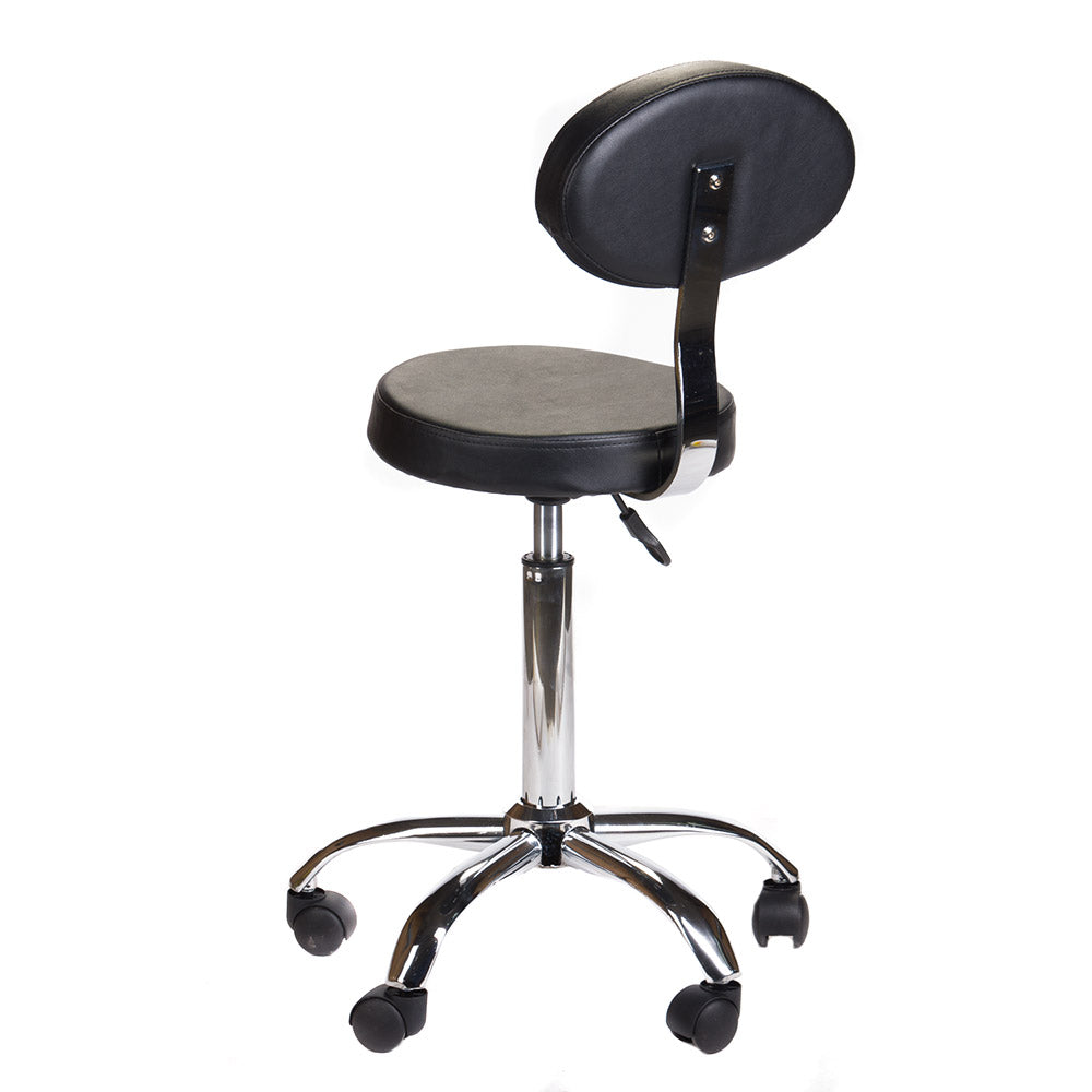 Taboret kosmetyczny z oparciem BH-7289 Czarny - BVShop