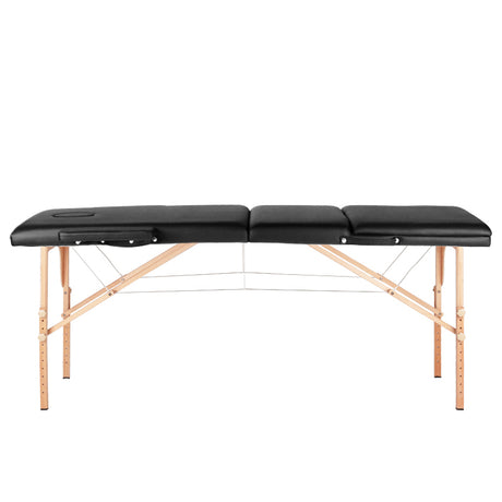 3-section black comfort massage table, wood comfort - BVShop