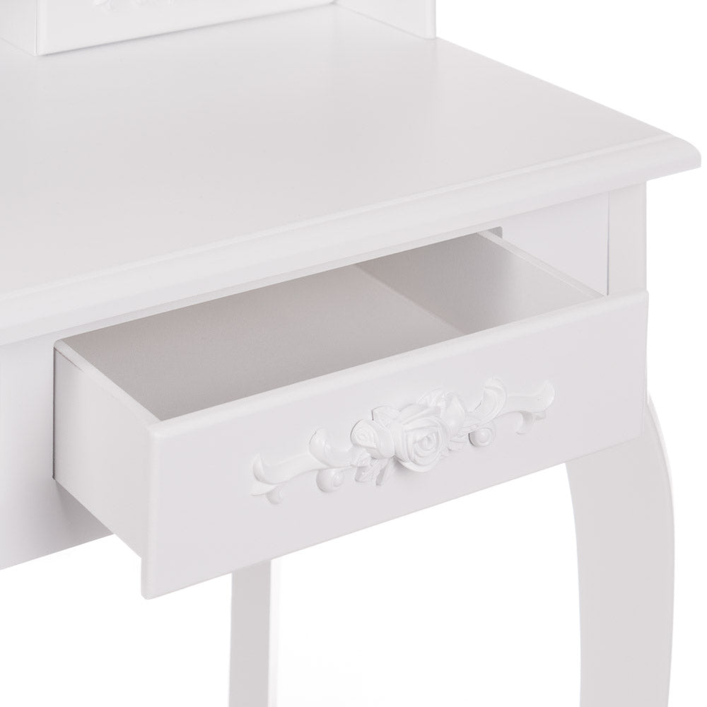 White NINA Dressing Table with LED Mirror + Stool - BVShop