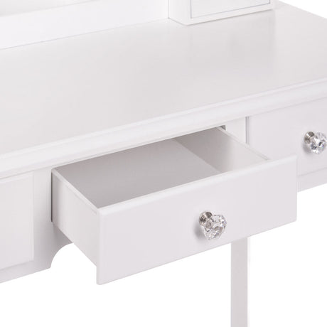 White MONICA vanity table with LED mirror + stool - BVShop