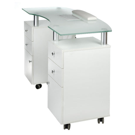 Manicure table with mounting hole BD-3453+O White - BVShop