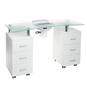 Manicure table with dust extractor hole BD-3425-1+O White - BVShop