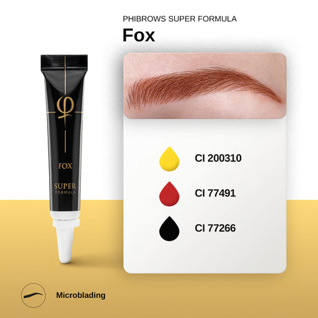 PhiBrows SUPER Fox Microblading Pigment 5ml – pigment colour and composition chart