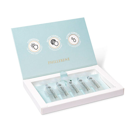 PhiAcademy Phillerene Collagen Serum 3ml 5pcs — open Phillerene carton with five ampoules