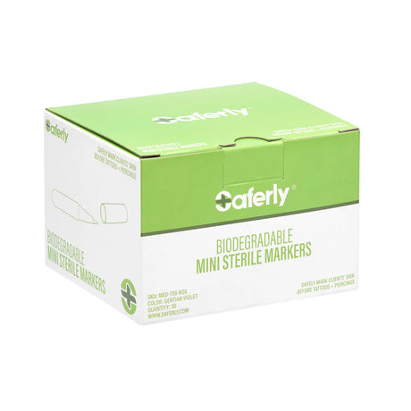 Saferly sterile biodegradable mini markers in bright colors, designed for safe, eco-friendly marking in medical or industrial settings.