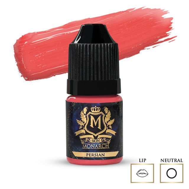 Skin Monarch Avantgarde Line Persian Lip Pigment in 5ml, showcasing a vibrant lip color in a sleek container.