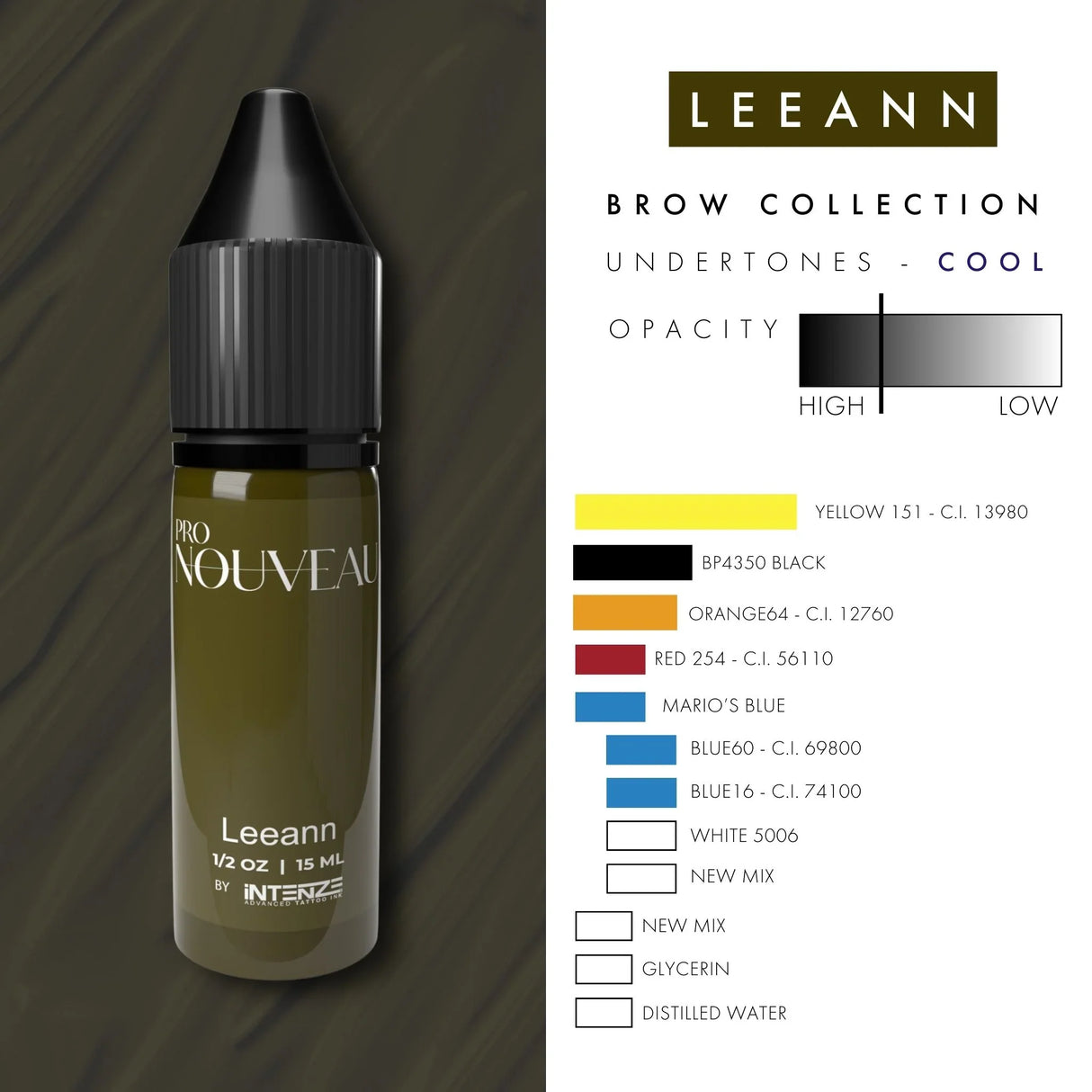 Pro Nouveau Brow Pigments by Intenze Leean 15ml