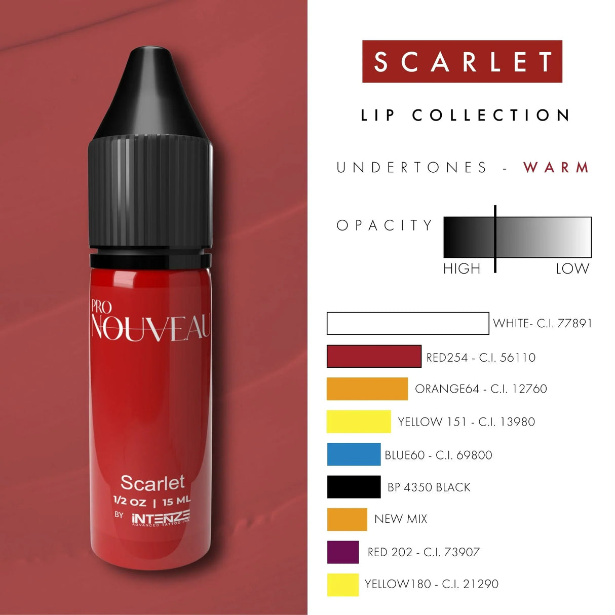 Pro Nouveau Lip Pigments By Intenze Scarlet 15ml