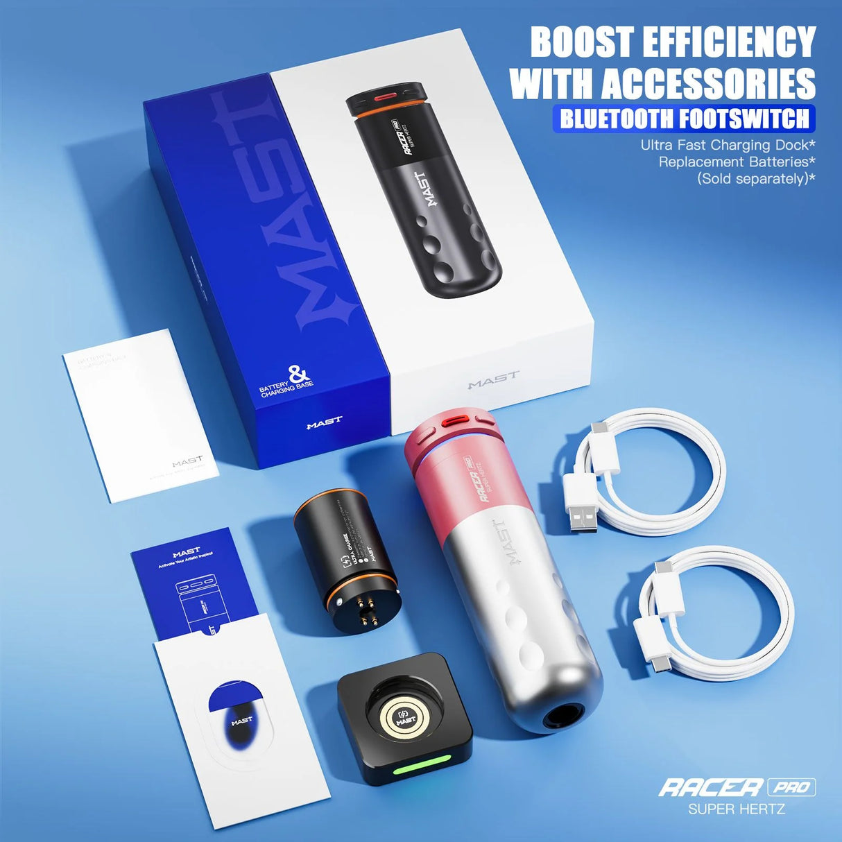 Mast Racer Pro Pink Wireless Tattoo Pen 4.2mm Stroke