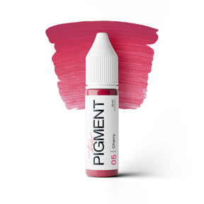 The Pigment 05 Cherry PMU lip pigment bottle in 5ml and 15ml sizes