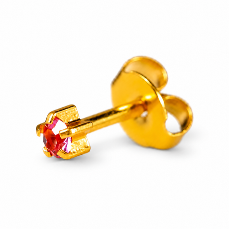 Caflon Original Piercing Earrings Rose Zircon Clawset 4 mm (24ct Gold Plated)