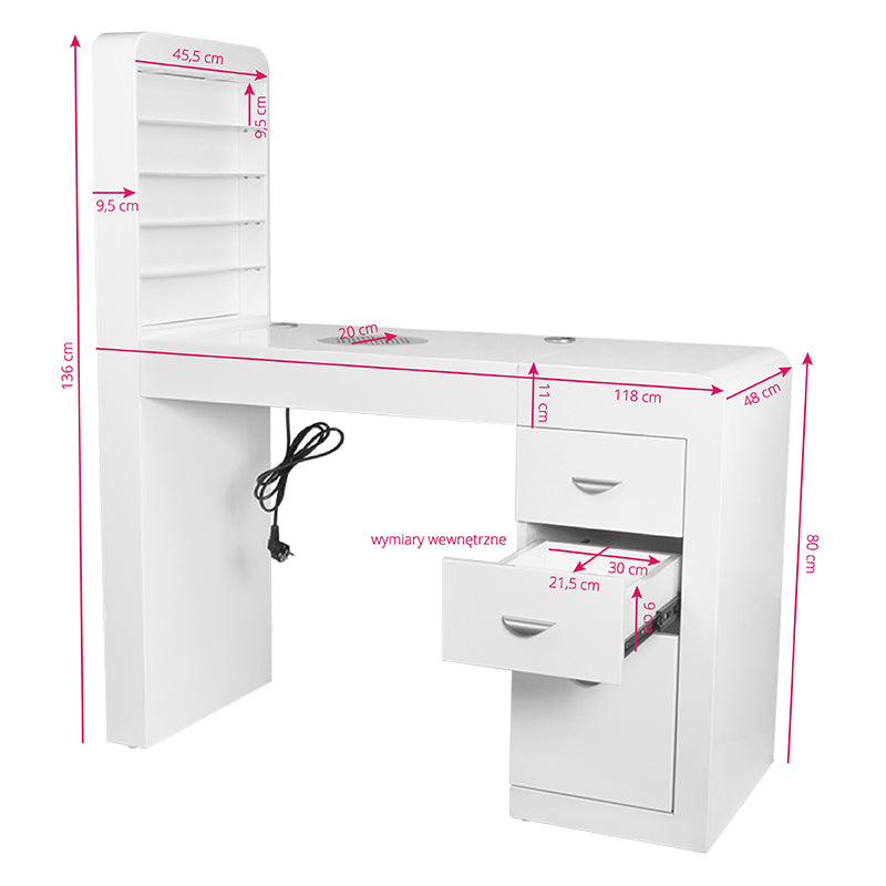 Cosmetic desk 310 white right - BVShop