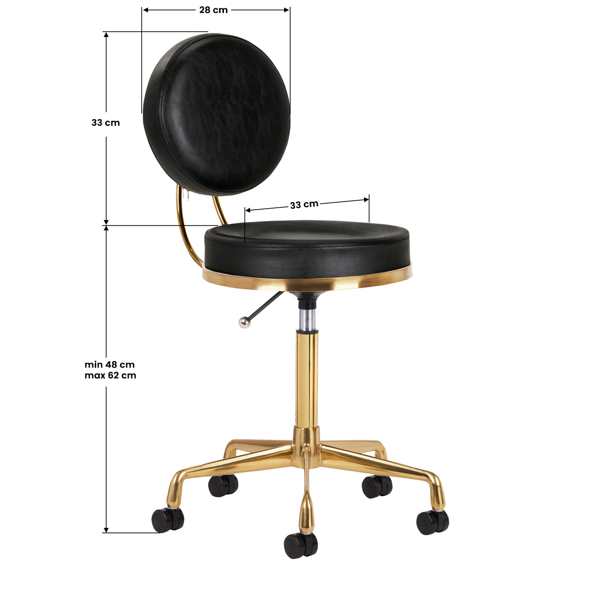 COSMETIC STOOL H5 GOLD BLACK - BVShop