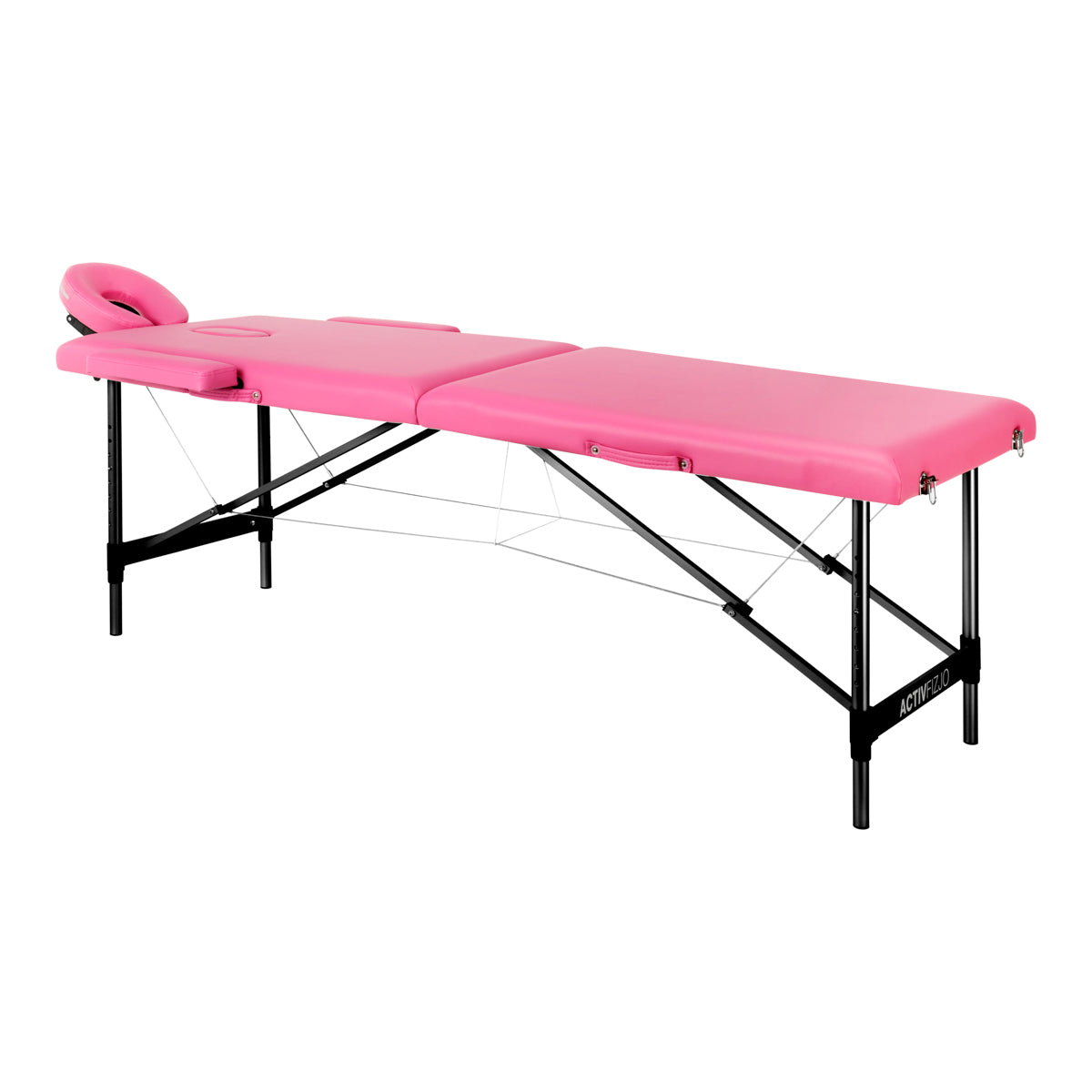 Folding massage table aluminum Activ Fizjo comfort 2 segment pink black aluminum - BVShop