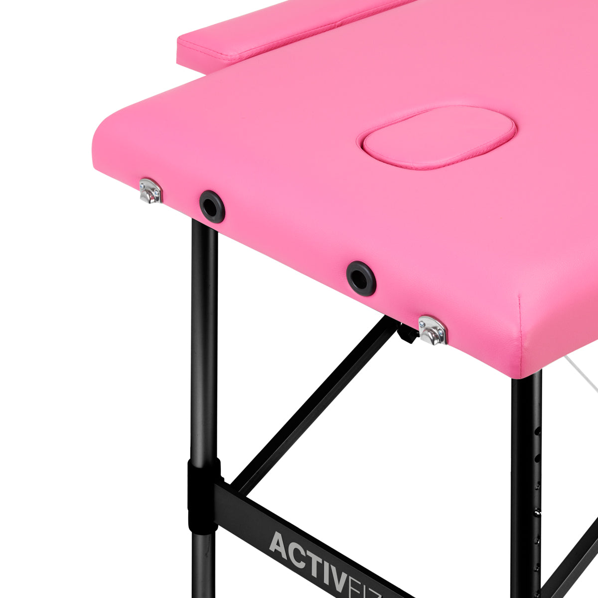 Folding massage table aluminum Activ Fizjo comfort 2 segment pink black aluminum - BVShop