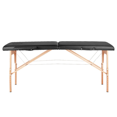 Folding massage table, wood comfort, 2 sections black - BVShop