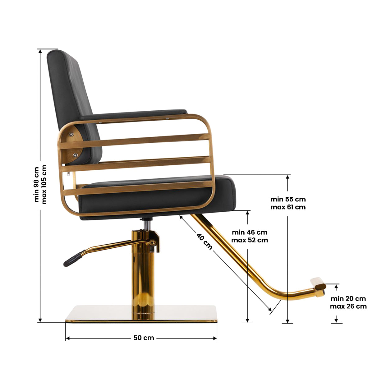 GABBIANO HAIRDRESSING CHAIR AVILA BLACK GOLD - BVShop