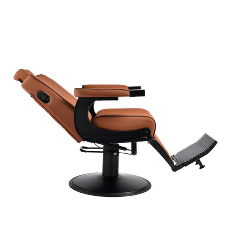 Gabbiano Levi barber chair with black frame brown without stitching at the back - BVShop