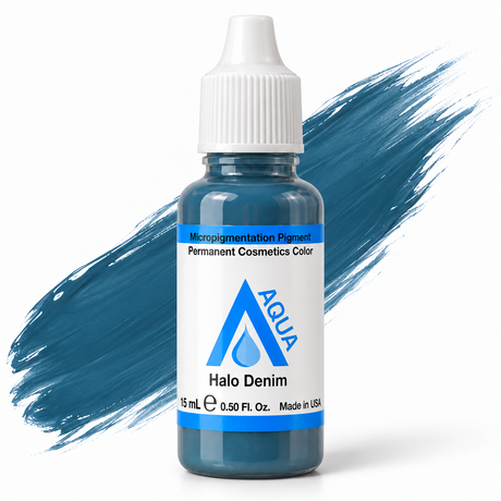 Li Pigments Aqua Halo Denim Pigment 15ml — bottle with a liquid pigment colour swipe