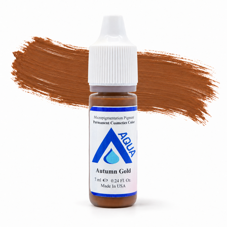 Li Pigments Aqua Autumn Gold Pigment 7ml — product bottle with colour brushstroke