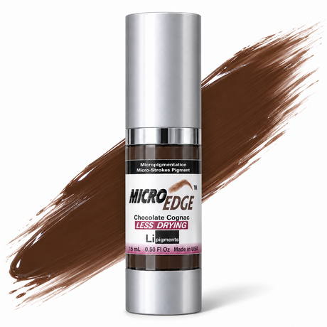 Li Pigments Micro Edge Chocolate Cognac Pigment 15ml — bottle with a liquid pigment colour swipe
