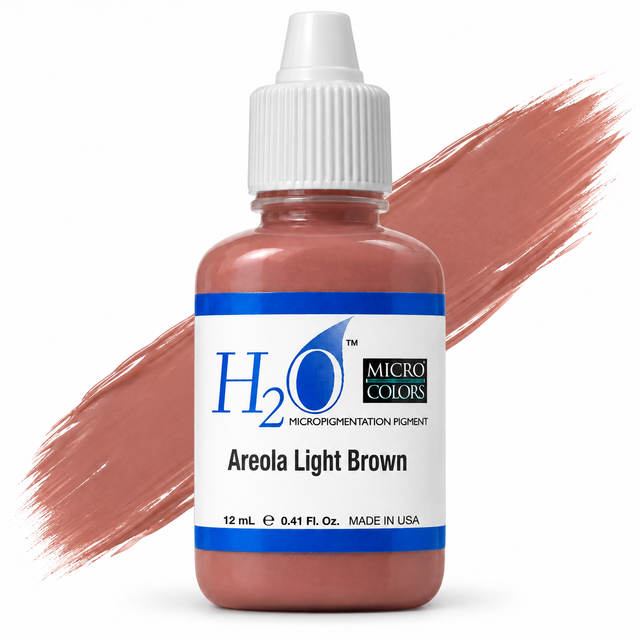 Li Pigments Micro Colors H2O Areola Light Brown Practice Pigment 12ml — bottle with pigment colour smear