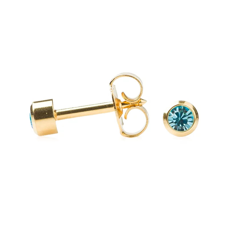 Studex March Aquamarine Bezel Earring