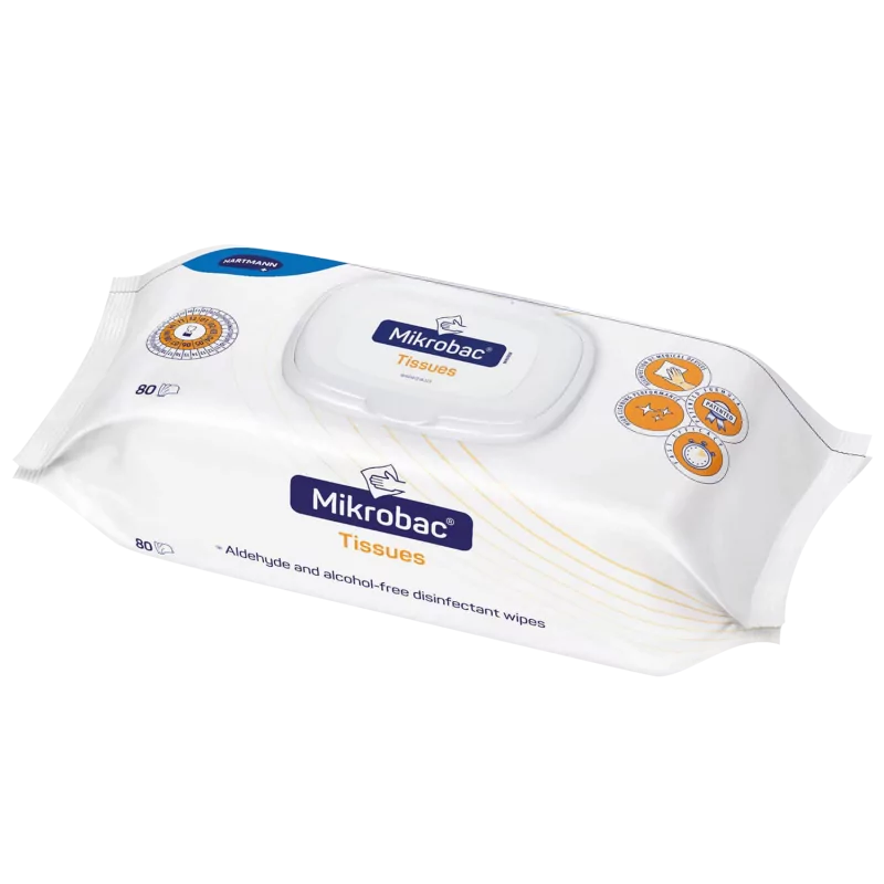 Mikrobac Tissues Surface Disinfection Wipes Without Alcohol 18cm x 20cm