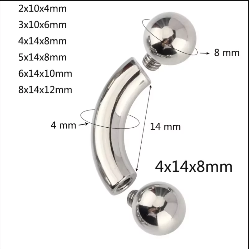 Titanium Big Size Internal Thread Curved Barbell