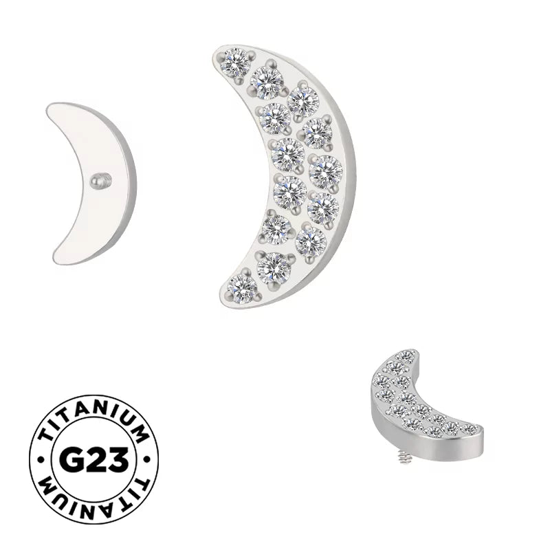 Titanium Ring Paved Moon