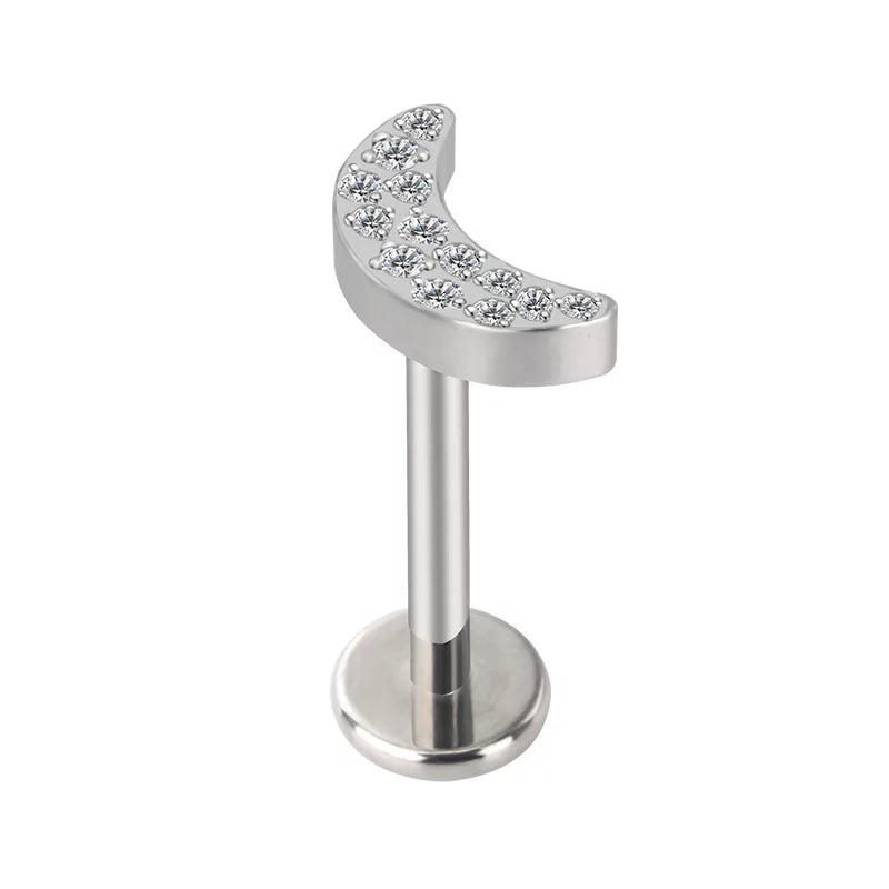 Titanium Ring Paved Moon