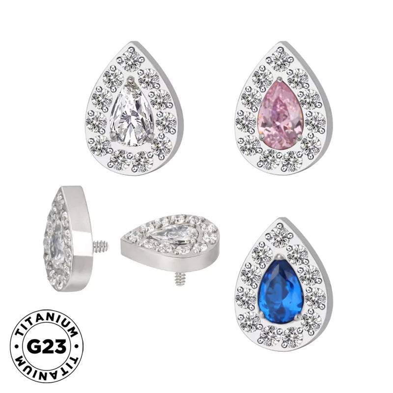 Titanium Ring Paved Pear