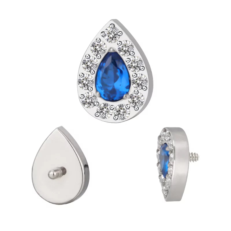 Titanium Ring Paved Pear