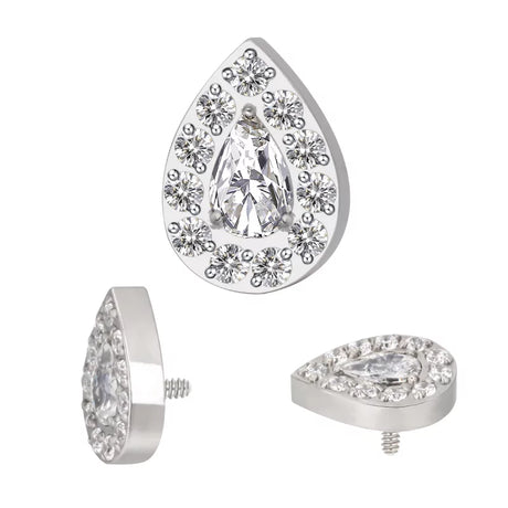 Titanium Ring Paved Pear