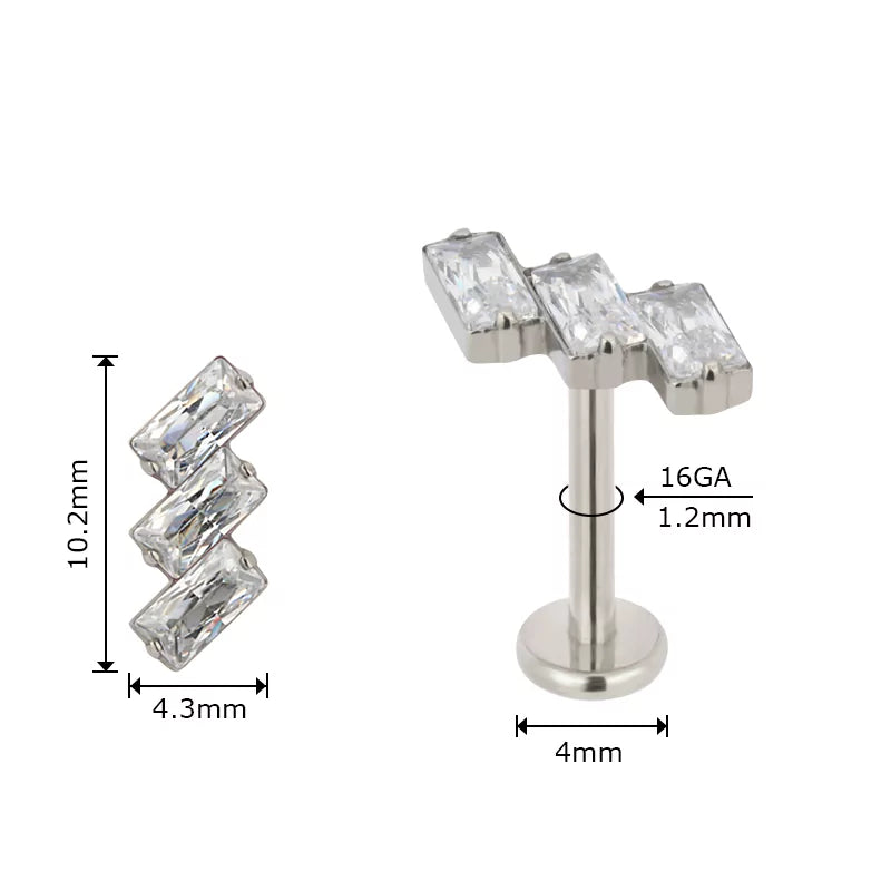 Titanium Ring Tips 3 Rectangle Bezel