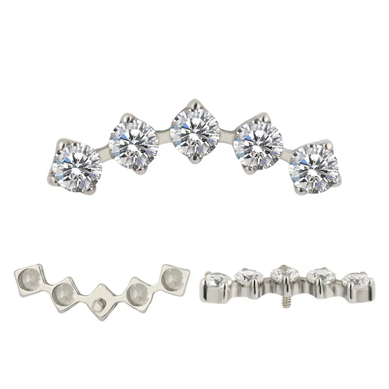 Titanium Ring Tips 5 Prong Zirconia Bezel