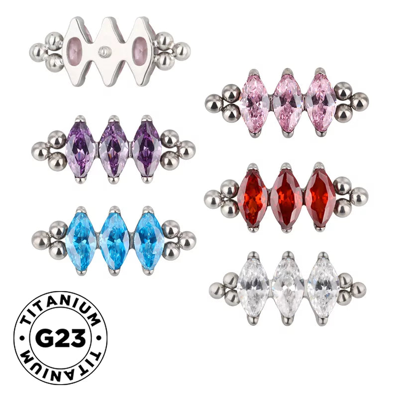 Titanium Ring Tri Bead Bezel