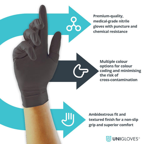 Black Pearl Nitrile Gloves 100pcs XS/S/M/L/XL - BVShop